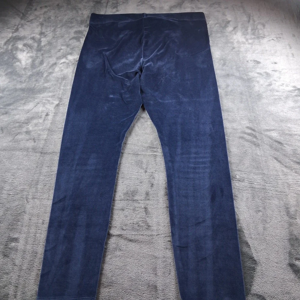 Old‎ Navy Velvet Leggings Womens L Navy Blue High Rise Stretch Full Length 1658